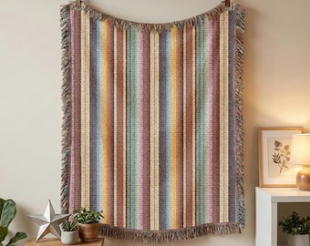 Coperta colorata in cotone intrecciato Tex Mex / Arazzo del sud-ovest / Decorazione rustica per baita