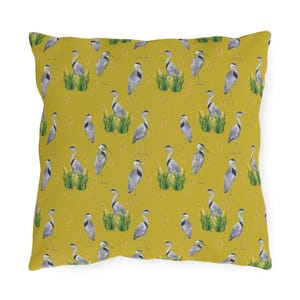 Heron Outdoor Throw Pillow: Waterproof Deck & Patio Decor