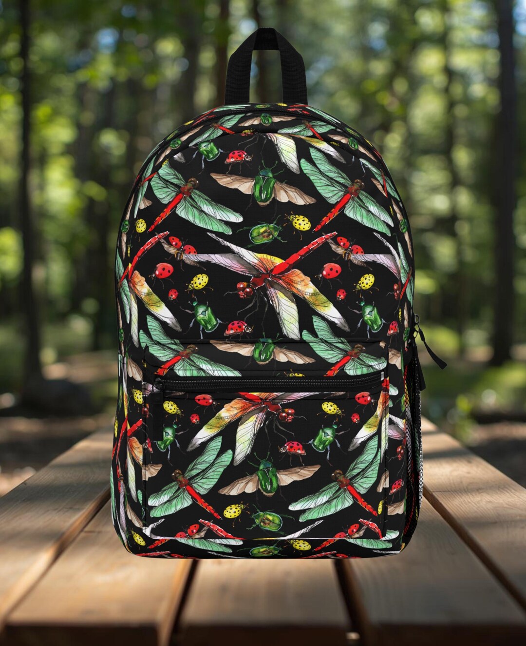 Colorful Bugs Dragonflies Backpack | Insect Print School Bag | Exotic ...