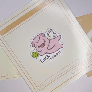 Lucky Pig Vinyl Sticker: Yuyu the Pig Laptop Decal
