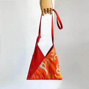 Sac bandoulière Azuma Bukuro – Remake du Obi vintage japonais, mini sac à main bandoulière orange