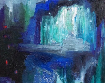 Abstract Art, Oil Painting, Original abstract oil painting by Romany Steele, 20 x 16 inches, Ice Cave Infinity