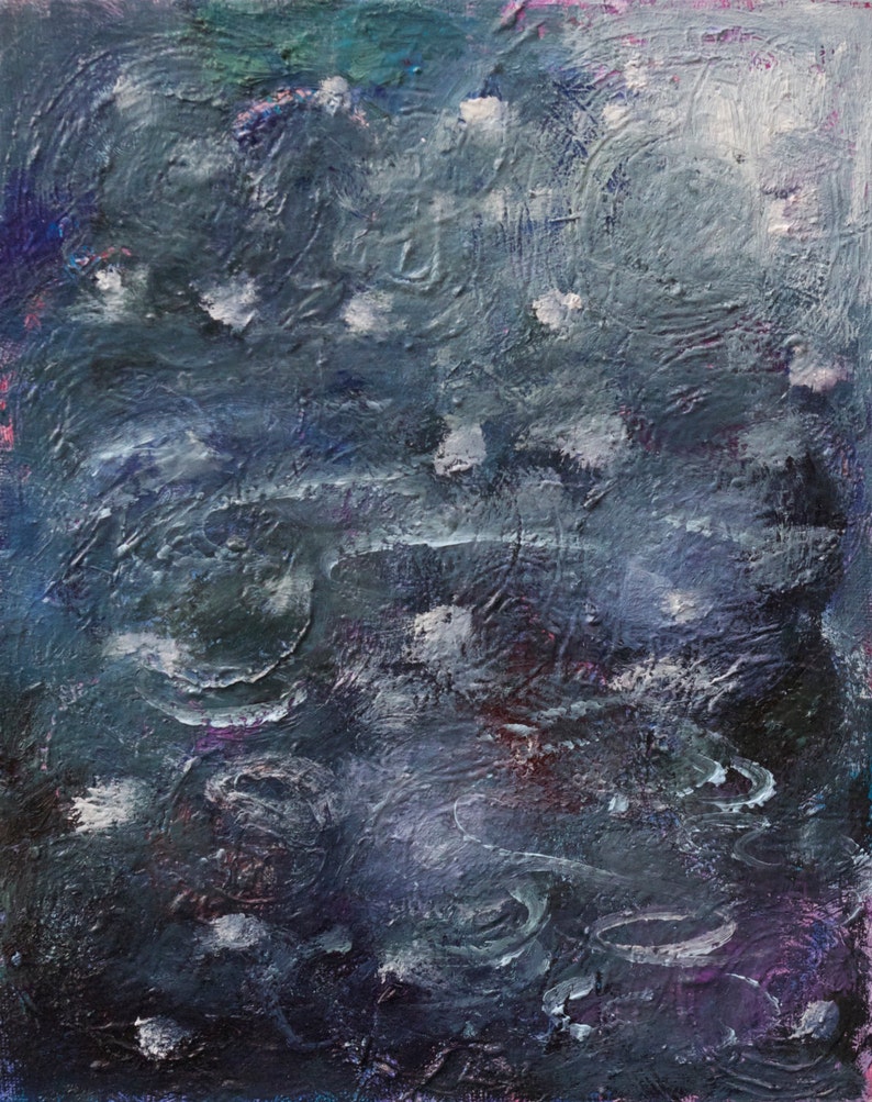 Original abstract oil painting by Romany Steele, 10 x 8 x 1 inches, oil on canvas. Hail Storm image 2