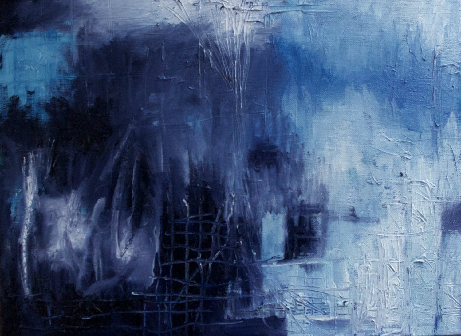 Abstract Painting, Abstract Art, Indigo Painting, Original Painting