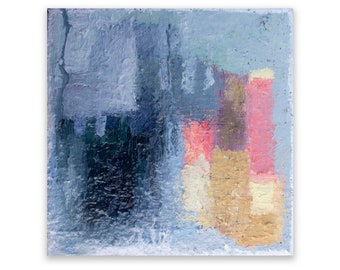 Abstract Greys Painting, 8 x 8 x 1.5  inches, oil on  canvas by Romany Steele, To the Pale Winter Sun