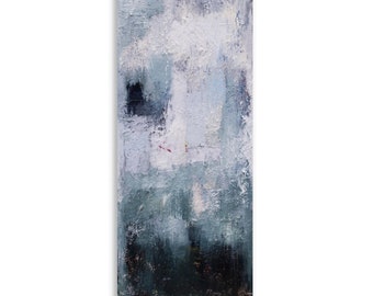 Abstract Painting, Oil on Canvas by Romany Steele, 23.5 x 12 x 0.5 inches. (60 x 30 cm), Prague Winter Song