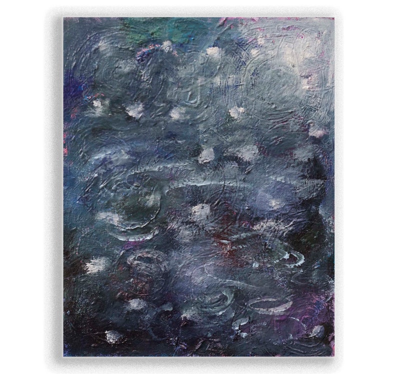 Original abstract oil painting by Romany Steele, 10 x 8 x 1 inches, oil on canvas. Hail Storm image 1