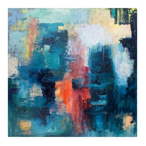 Original abstract oil painting  18 x 18 x 1 inches, oil on canvas,  by Romany Steele, Rested