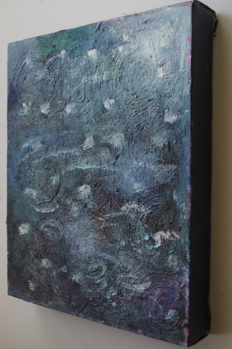 Original abstract oil painting by Romany Steele, 10 x 8 x 1 inches, oil on canvas. Hail Storm image 3