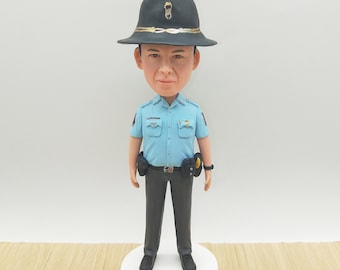 Custom Police Officer Bobblehead: Personalized Polymer Clay Figurine
