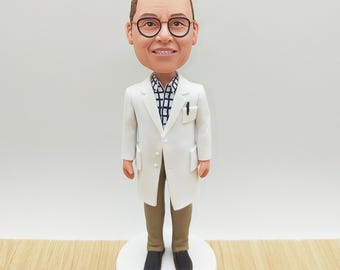 Custom Doctor Bobblehead, Handmade Polymer Clay Figurine, Personalized Gift
