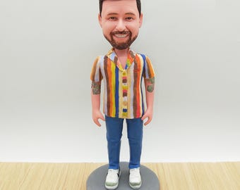 Custom Father Bobblehead: Personalized 3D Portrait, Polymer Clay Figurine