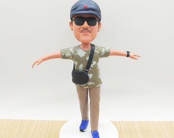 Custom Men's Bobblehead: Personalized Polymer Clay Figurine Gift