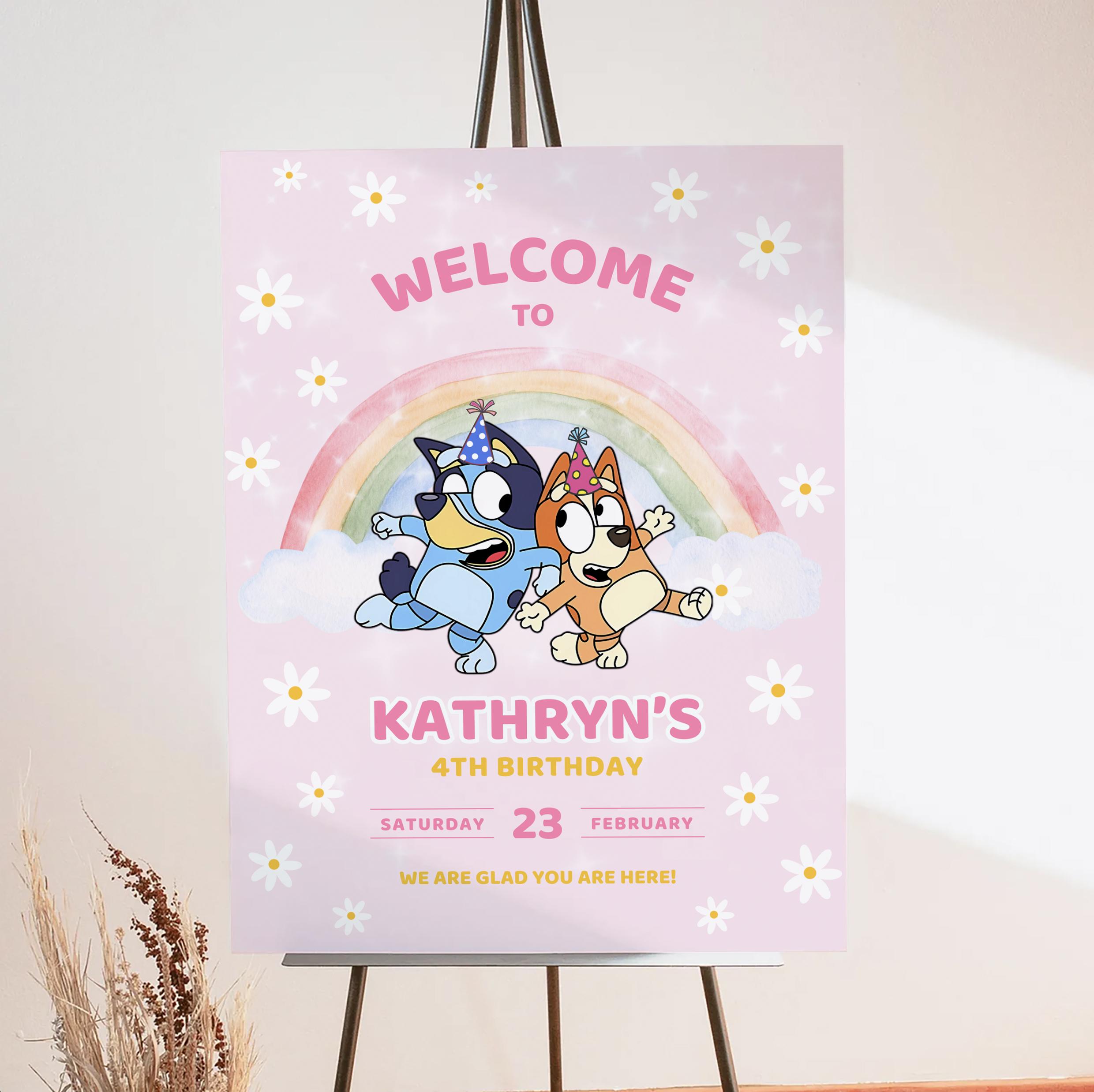 Bluey Welcomesign Bluey Welcome Sign Birthday, Bluey Birthday Party, Girl Birthday Invite ...