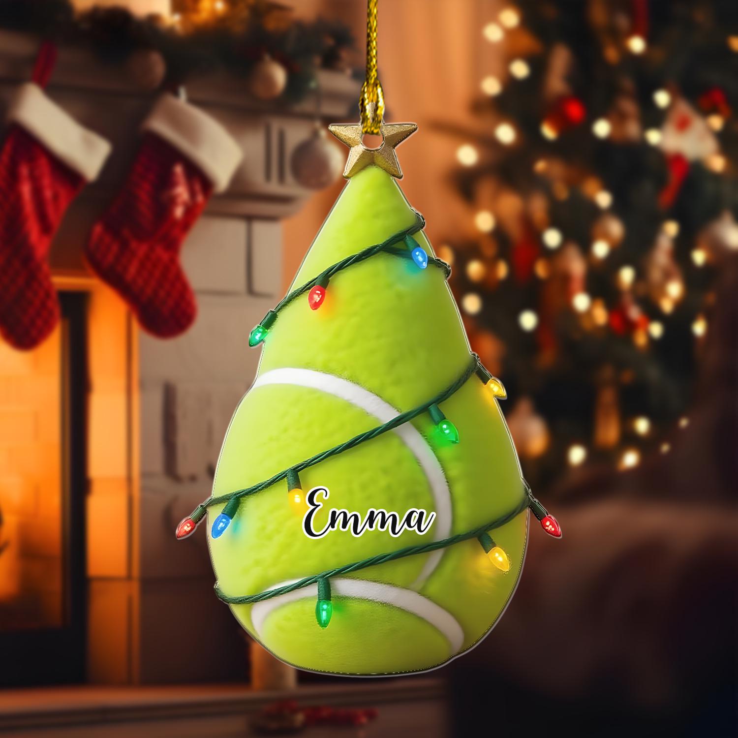 Tennisball Christbaumschmuck Aus Glas – Grün Mit Glitzer | Ø 6 Cm, 7 Cm Hoch – Deko Für Baum & Adventskranz