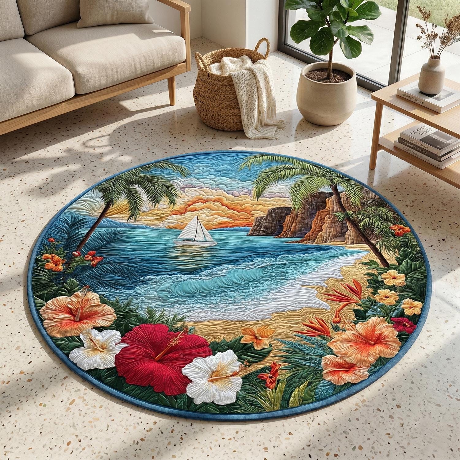 Round Beach Rug - Etsy