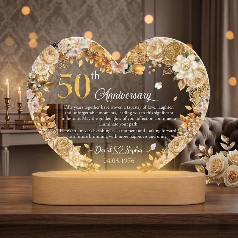 Goldener Hochzeitstag Deko Goldener Tortenaufsatz „Just Married 50 Years Ago“ – Partydekoration Für Die Goldene Hochzeit – Glitzernd & Fertig Zusammengebaut