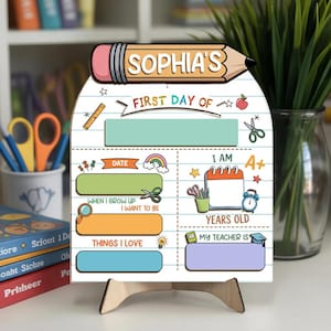 Letrero personalizado de regreso a clases / Pizarra para el primer y último día de clases / Letrero de nombre personalizado de borrado en seco / Accesorio fotográfico para el primer día de clases