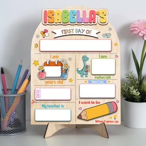 Letrero personalizado de regreso a clases, pizarra personalizada para el primer y último día de clases, letrero escolar para estudiantes, accesorio fotográfico reutilizable.