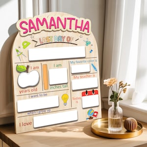 Letrero personalizado para el primer y último día de clases, pizarra de borrado en seco personalizada para niños, accesorio fotográfico reutilizable para la vuelta al cole.