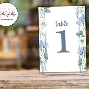Winter Tischnummer Karten - Printable Download Ständer - Schneeflocke Blume Schnee Kleinkind Party Datei Hochzeit Braut Sommer November Dezember