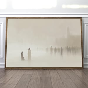 Jesus and the Adulterous Woman Art Print: Minimalist Christian Decor