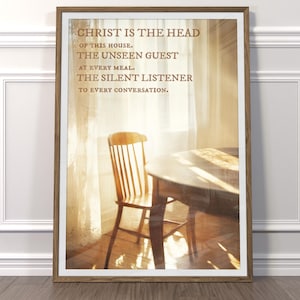 Christ Is the Head Christian Quote Wall Art, Faith Home Decor, Rustic Dining Room Sign, Scripture Print, Christian Gift for Housewarming