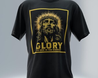 Christian T-Shirt, Glory to God Shirt, Jesus Crown of Thorns WOD Apparel, Bible Verse Gym Shirt, Cross Barbell Design, Faith Workout Shirt
