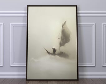 Jesus Calms Storm Framed Canvas Art: Christian Spiritual Wall Decor
