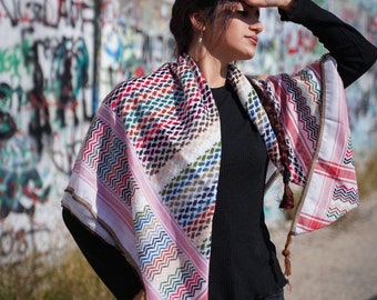 HIRBAWI パレスチナ製 Kufiya クーフィーヤ クフィーヤ 刺繍 Hirbawi