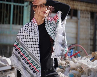 Kufiya original de Palestina | Diseño de bandera palestina | Hecho a mano en Nablus