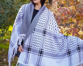 Cachecol Kufiya XL original da Palestina | macio e fofinho, feito à mão em Nablus