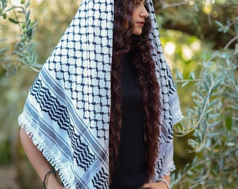 Original Kufiya from Palestine | black-white | Kuffeyeh, Kufiya, Hatta | handmade in Nablus