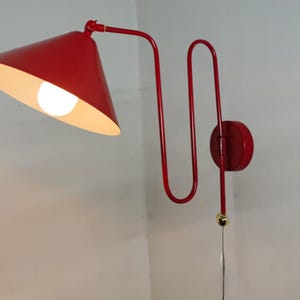 Handmade Wall-Mounted Red Lamp – Industrial Sconce – Hand-Forged Steampunk Light