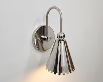 Vintage polished chrome antique brass wall sconce waall lamp | wall light | living room, bedroom, gift