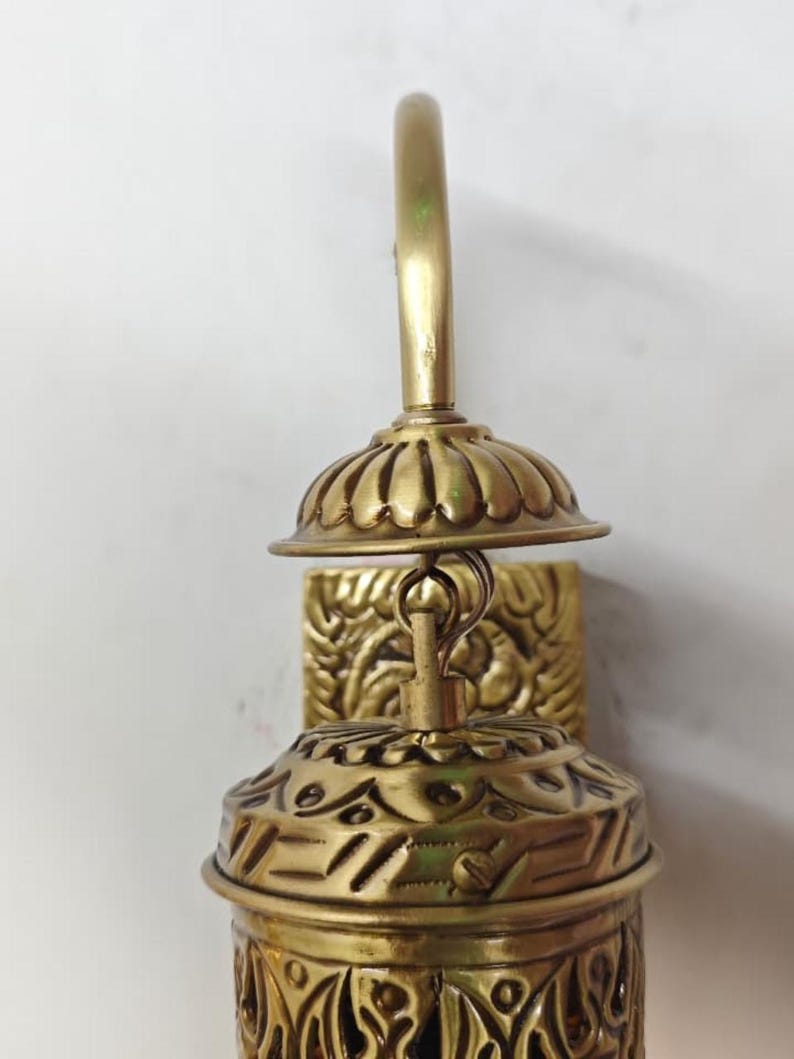 Solid brass wall lighting fixture vintage Moroccan inspired home decor