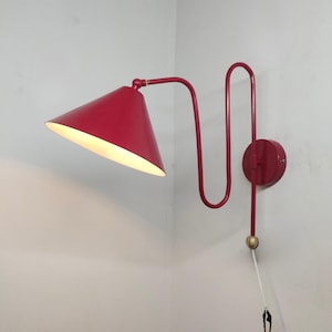 Handmade Wall-Mounted Red Lamp – Industrial Sconce – Hand-Forged Steampunk Light for living room, Bedroom,  for gift
