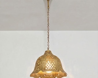 Handmade Brass Moroccan pendant – vintage carved Floral style Boho Ceiling Chandelier