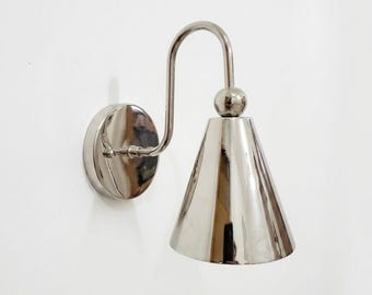 Antique inspired vintage handmade Polished chrome Finished stilnovo brass wall sconce for living room