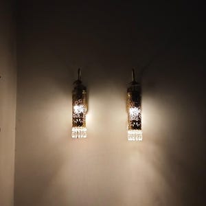Luxury boho brass wall sconce UL listed E17 crystal hanging accent light