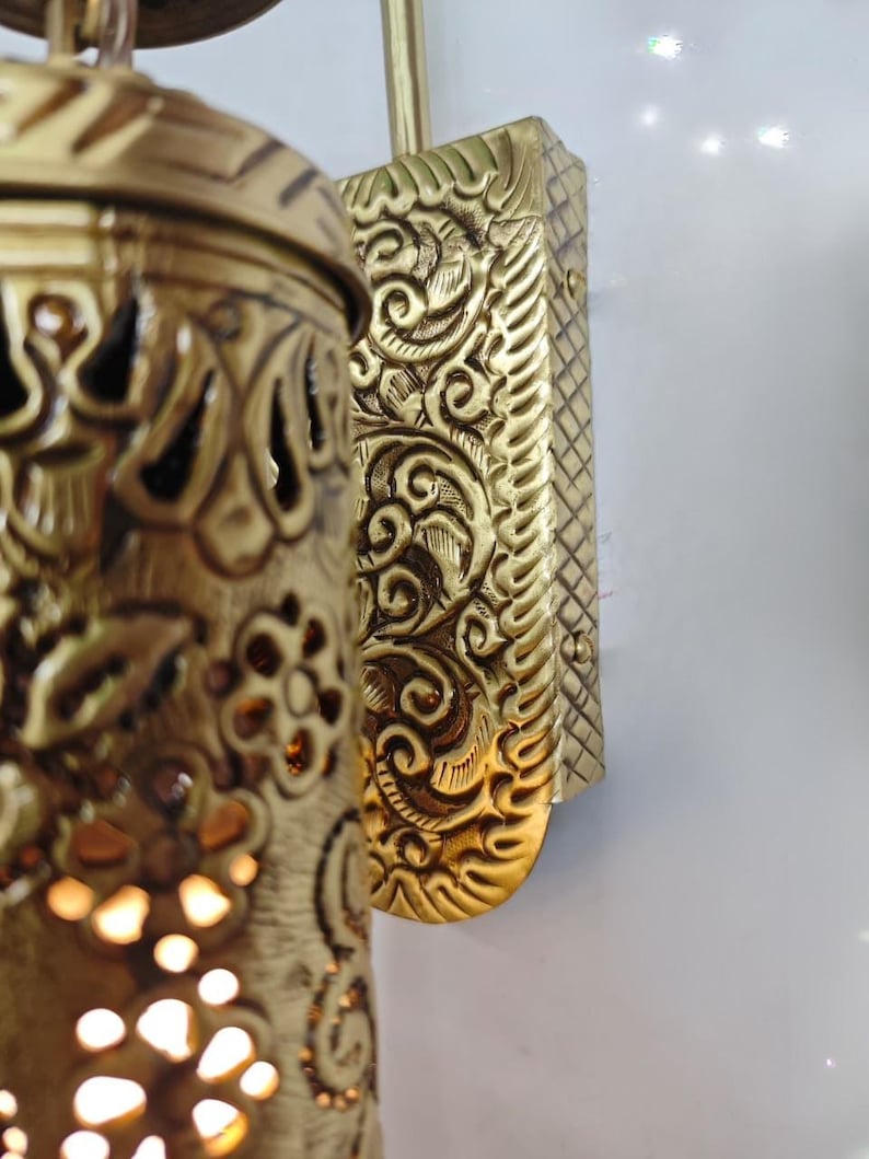 Moroccan style brass lantern wall mount lighting for bedroom hallway decor