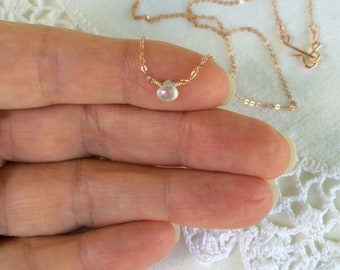 Tiny Faceted Chalcedony Gemstone Necklace, 14k rose gold filled, 14k gold filled or sterling silver, *Free US Shipping*