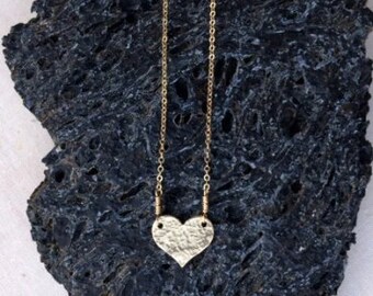 Textured Heart Necklace, 14k rose gold filled, 14k gold filled, sterling silver, *Free US Shipping*