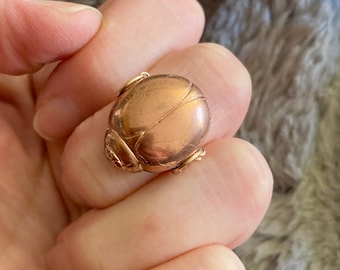 Rose Gold Preciosa Czech Glass Scarab ring & 14k rose gold filled, *Free US shipping*