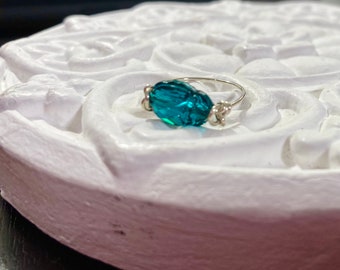 Emerald Green Swarovski Crystal Scarab Ring, 14k gold filled, 14k rose gold filled or sterling silver, *Free US shipping*