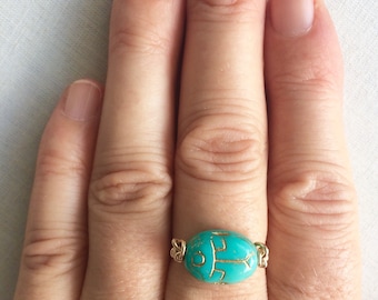 Scarab & 14k gold filled ring,*Free US shipping*