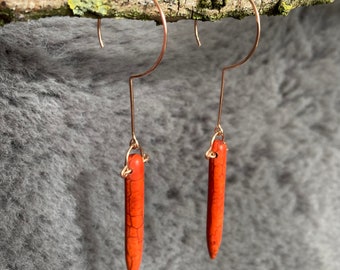 Spike Howlite Earrings & 14k Gold Filled, 14k Rose Gold Filled or Sterling Silver, Made in the USA *Free US Shipping*