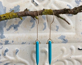 Spike Turquoise Howlite Earrings & 14k Gold Filled, 14k Rose Gold Filled or Sterling Silver, Made in the USA *Free US Shipping*