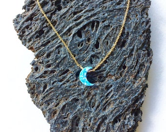 Crescent Moon Opal Necklace, 14k gold filled , 14k rose gold filled, sterling silver, *Free US Shipping*