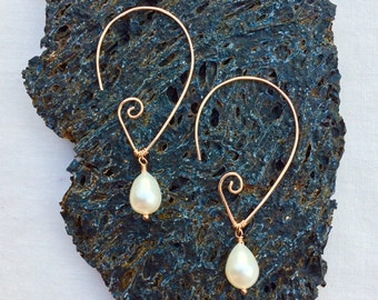 Pearl Elf Earrings 14k Gold Filled, 14kPink Gold Filled, Sterling Silver, *free shipping in the US*